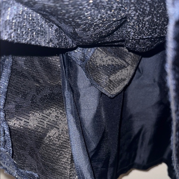 Tahari ASL Navy Blue Sleeveless Dress Metallic Silver w/ Embellished Neckline DD - Picture 7 of 7